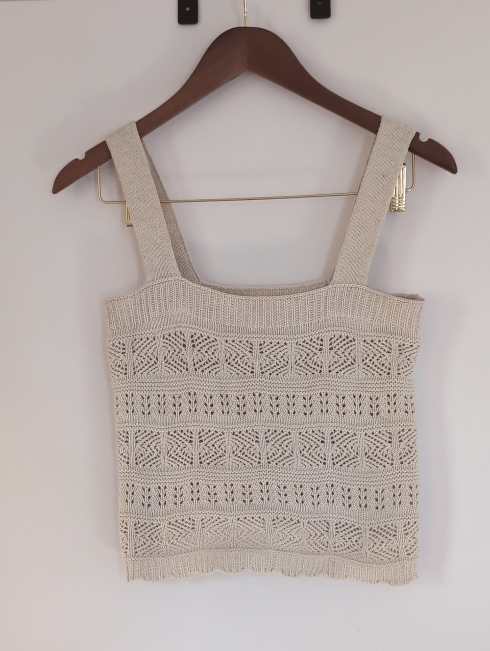 So Crochet Knit Tank Top in Cream Size S